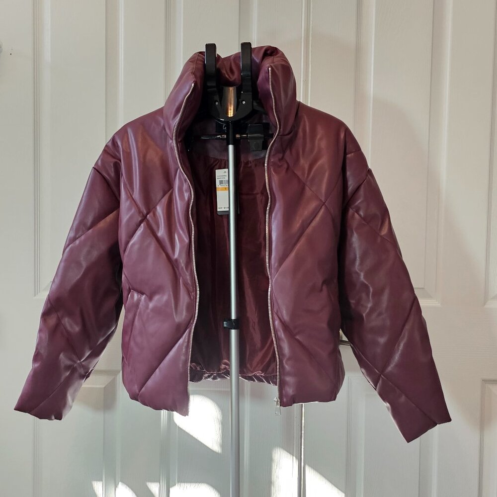 Coffee Shop NY Small Maroon Puffer Jacket NWT